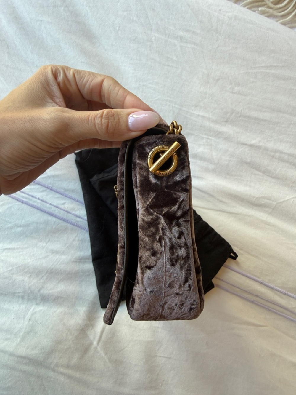 Saint Laurent Kate 99 Velvet YSL Monogram Clutch - Picture 4 of 12